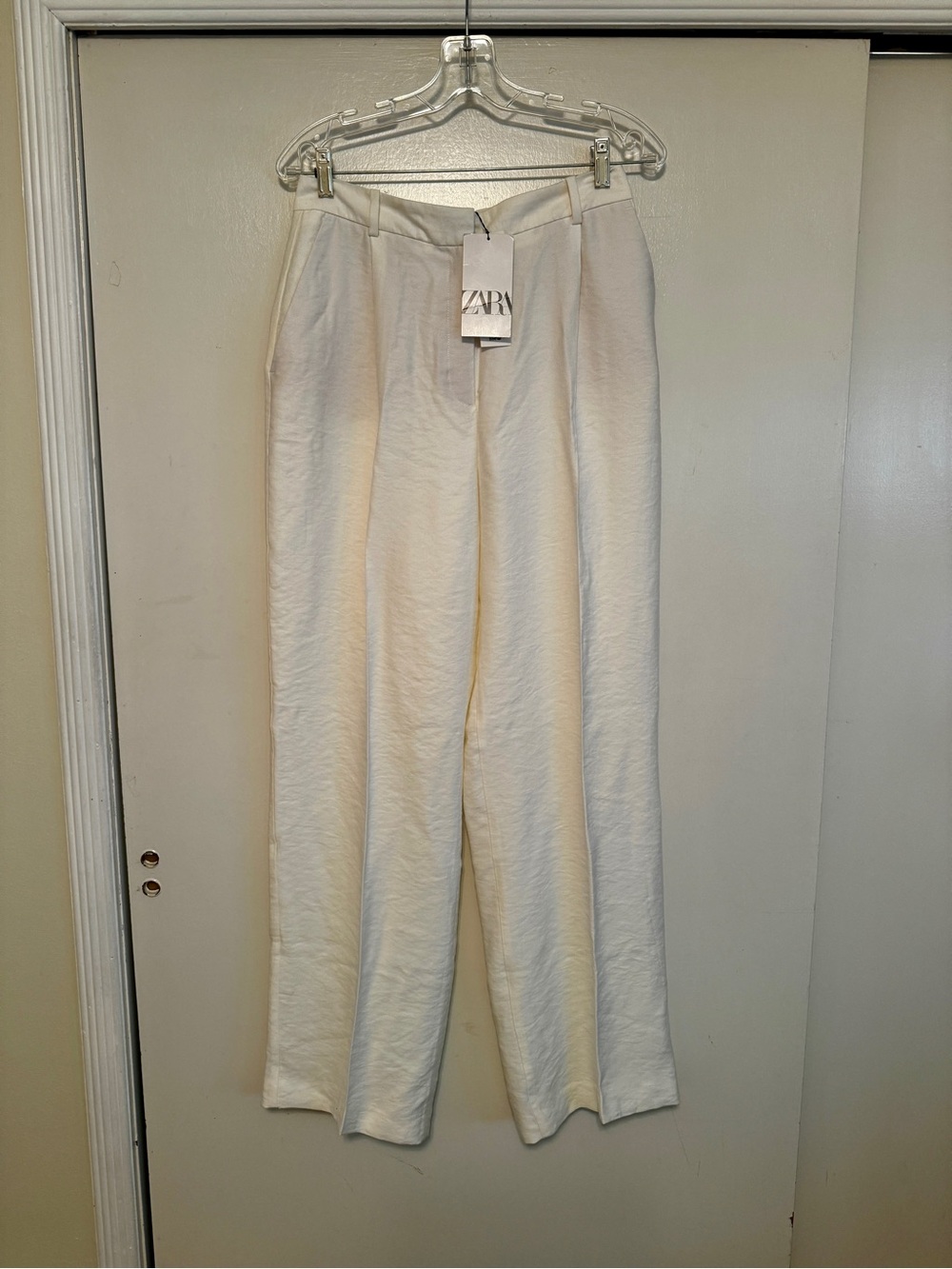 Zara Off-White Wide-Leg Trousers - M